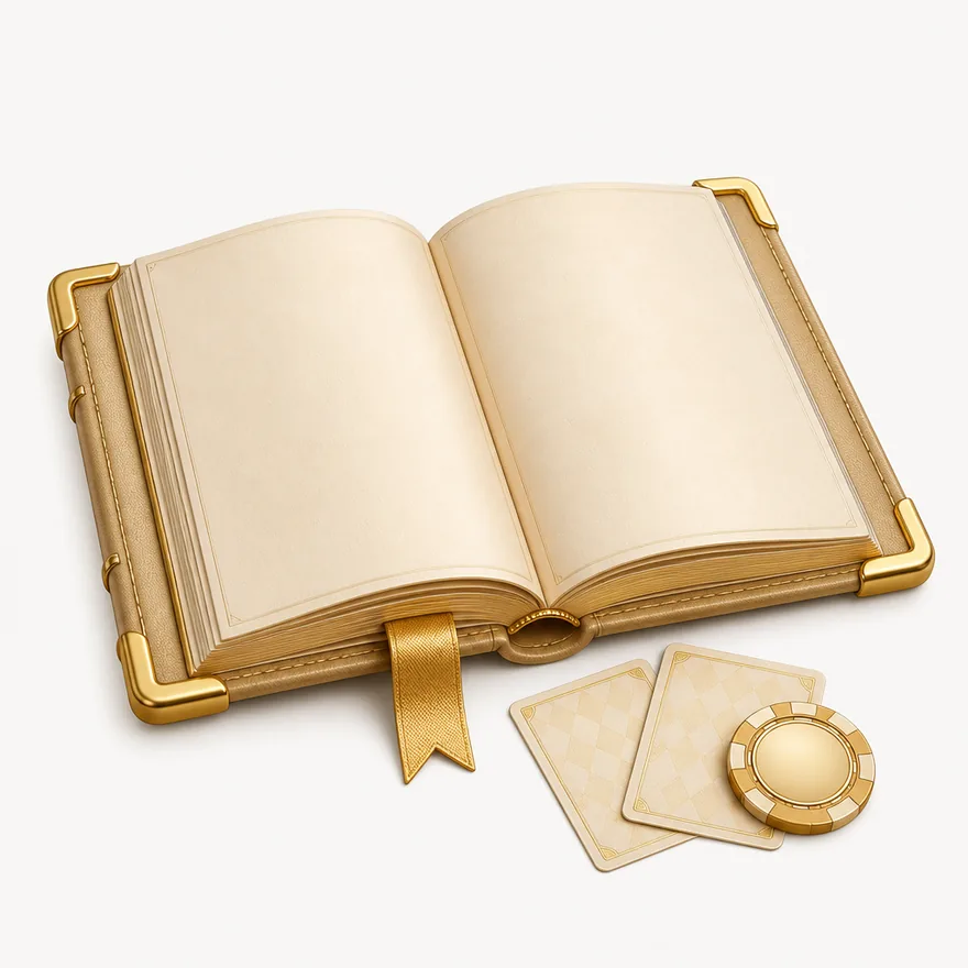 Open rulebook with cards — Karamba